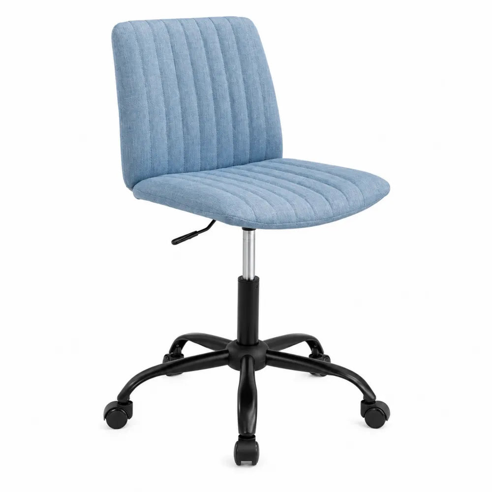 Chaise de bureau pivotante en métal et polyester bleu