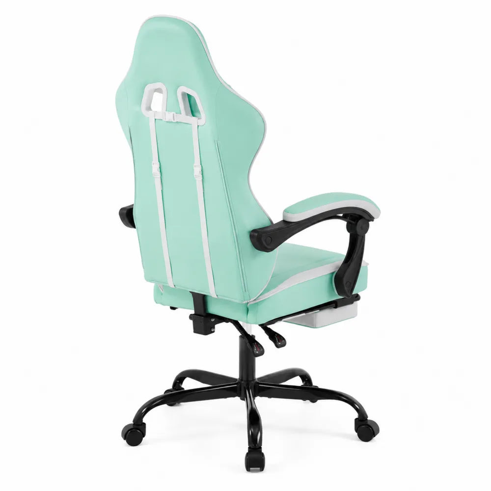 Chaise de bureau ergonomique en cuir synthétique et métal Menthe