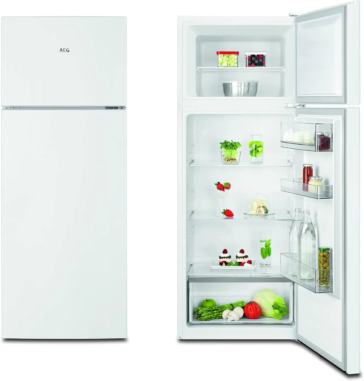AEG RDB424E1AW Congélateur, 206 L, autonome, armoire congélateur, blanc, 1434 mm, Série 5000 avec ColdSense, Partie congélateur en haut, LowFrost