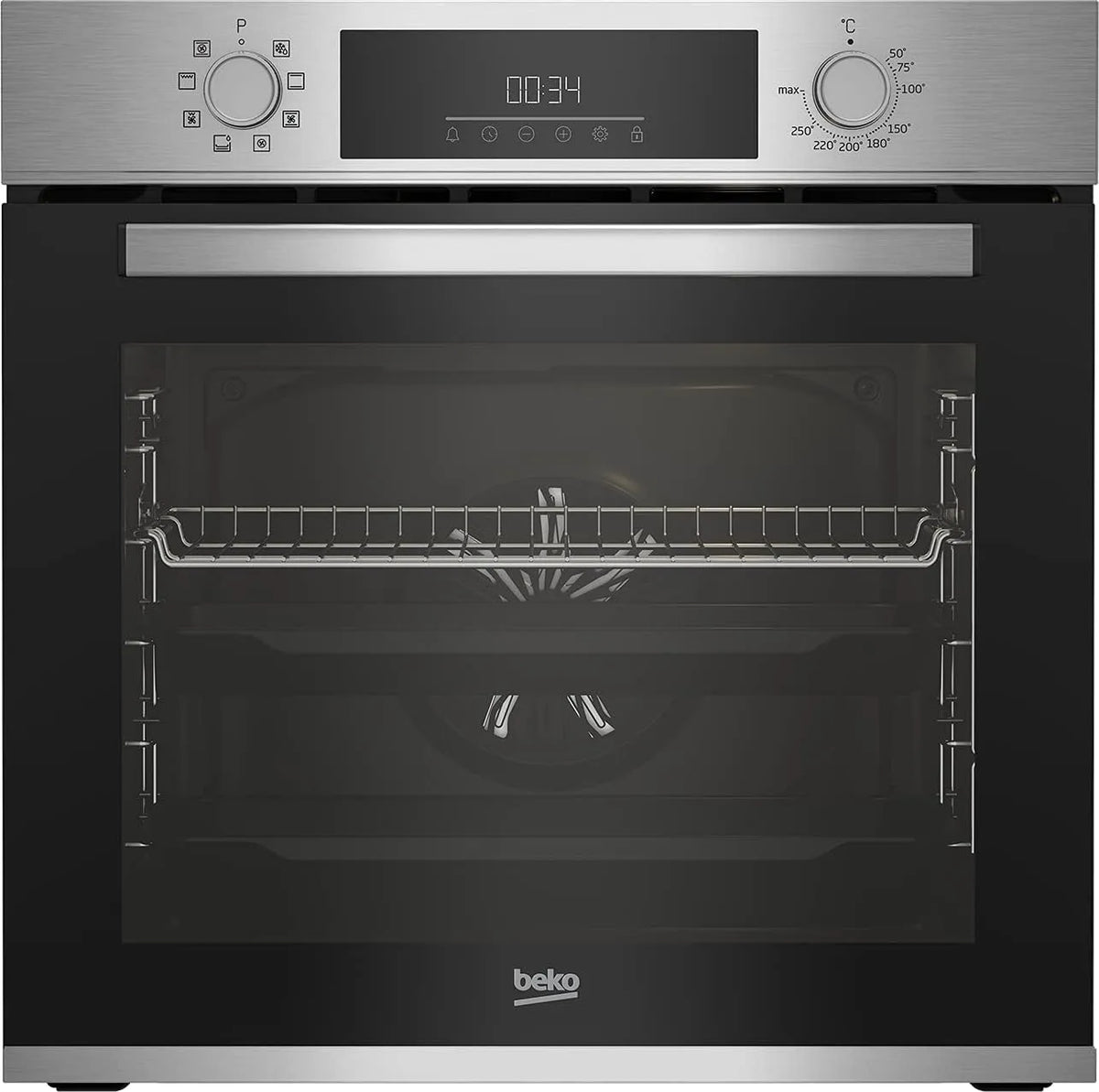 Beko BBIM12300xCE Four électrique, 56, 7 cm, 72 L, 8 programmes, classe énergétique A, encastrable, noir, Écran LED, Dimensions: H 59, 5 x l 59