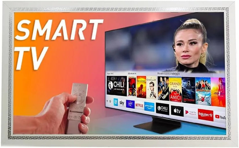 Smart TV, 65 pouces, téléviseur, installation murale, blanc, largeur tige 8 cm, design moderne, TVCapriBA