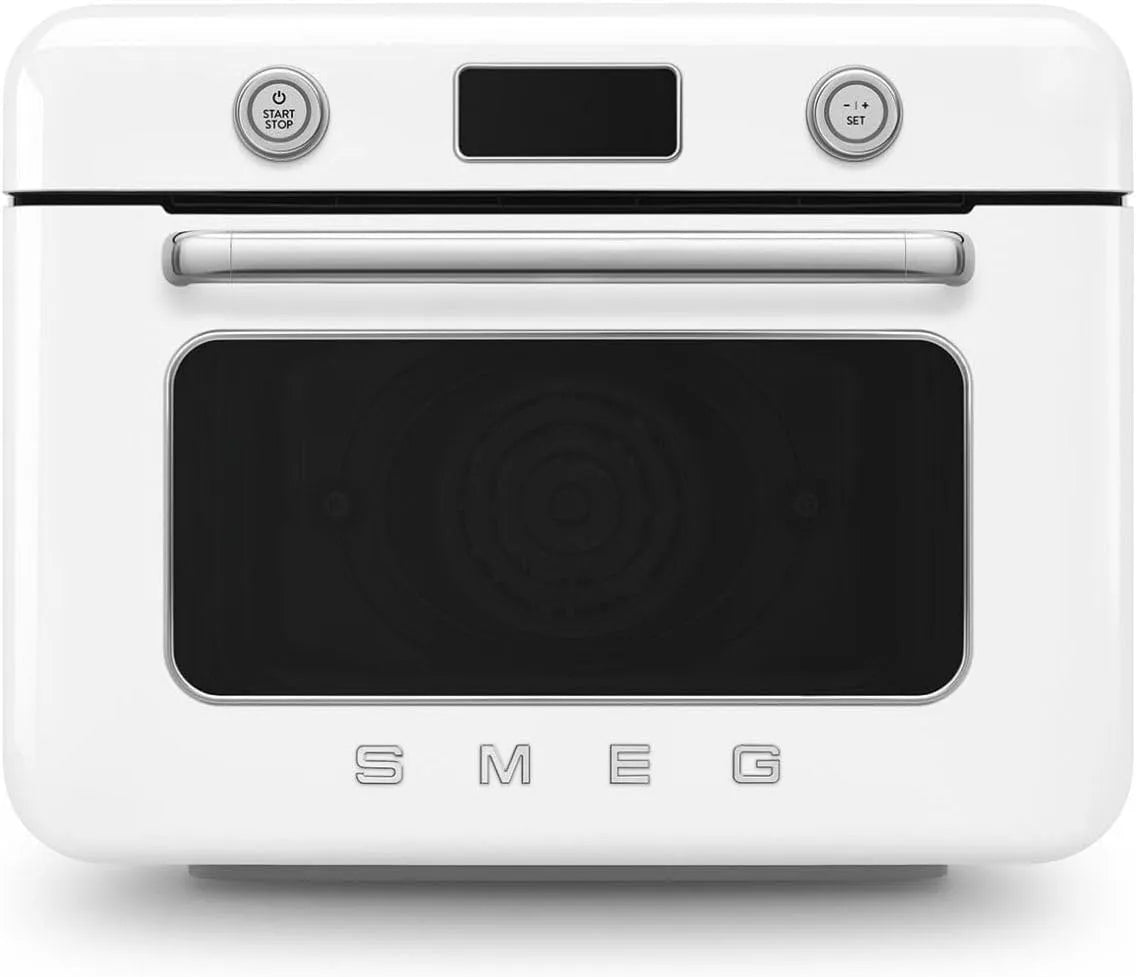 Smeg COF01WHEU Four électrique, 1800 W, 10 programmes, compact, grand réservoir, vapeur, amovible, blanc, 33 Recettes Automatiques, Mini Four Combiné