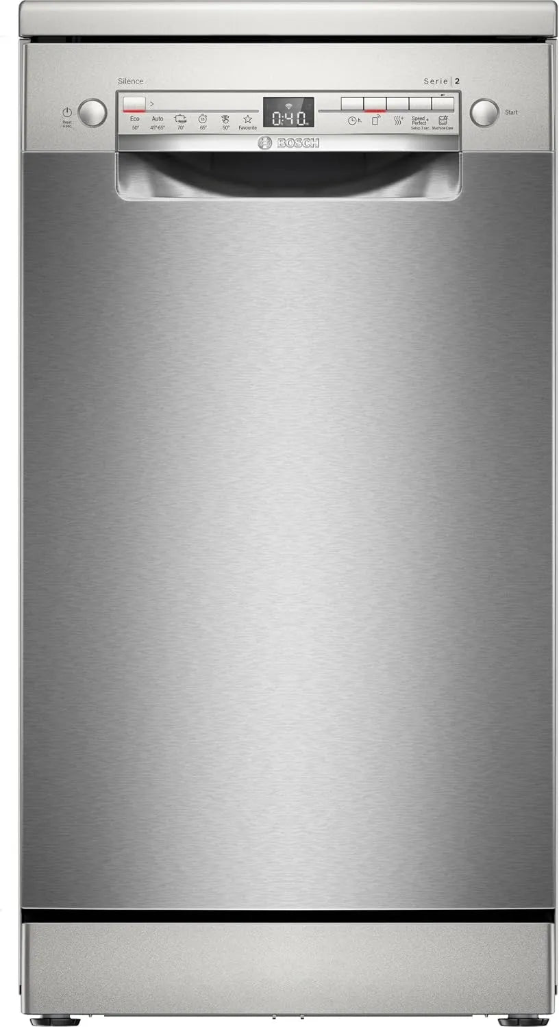 Bosch SPS2HKI55E Lave-vaisselle, 45 cm, Home Connect, format slim, Acier brossé anti-traces, Programme Express 65 °C, Série 2, pose-libre, Boîte Maxi