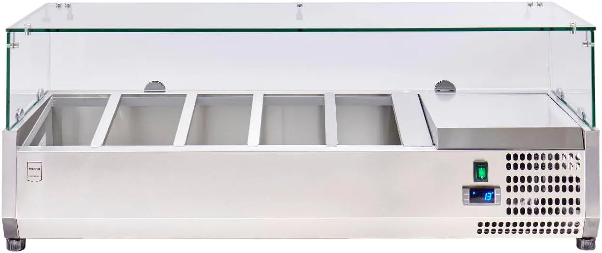 Vitrine réfrigérée GHS1120, 120, 5 x 46 x 39, 5 cm, 40 L, 180 W, acier inoxydable, argenté, verre, inox, froid ventilé