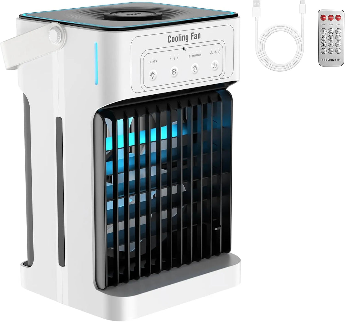 Climatiseur, Portable 1100ML 2-8H, minuteur, 3 vitesses, USB, Timer & 7 LED, Appartements et Bureaux, 10W