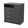 Commode en bois noir avec 4 tiroirs et 1 porte