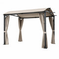 Pergola en acier avec rideaux en polyester beige 3x4 m
