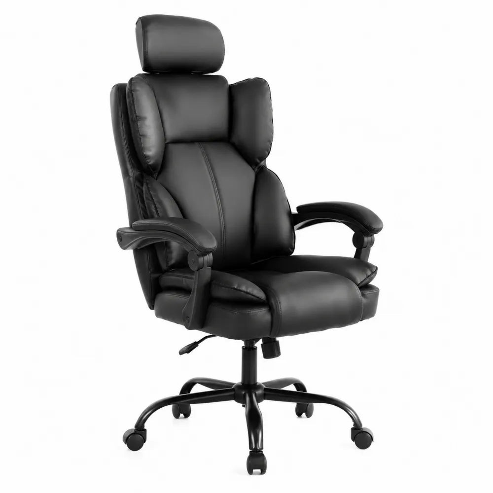 Chaise de bureau en cuir noir réglable