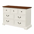 Commode en Bois Blanc et Marron avec 6 Tiroirs