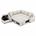 Canapé d'angle modulaire en tissu polyester Beige