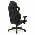 Chaise de bureau en similicuir noir et jaune avec accoudoirs réglables