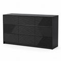 Commode en MDF Noir avec Six Tiroirs 85 cm