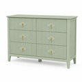Commode en bois avec 3 tiroirs Vert amande et poignées dorées