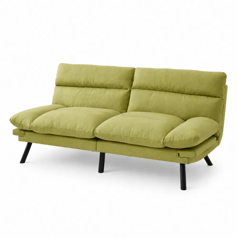 Canapé-lit 3 places en tissu polyester et métal Vert