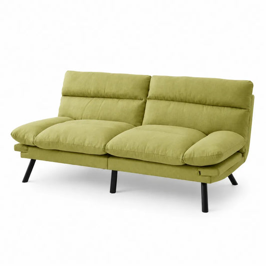Canapé-lit 3 places en tissu polyester et métal Vert