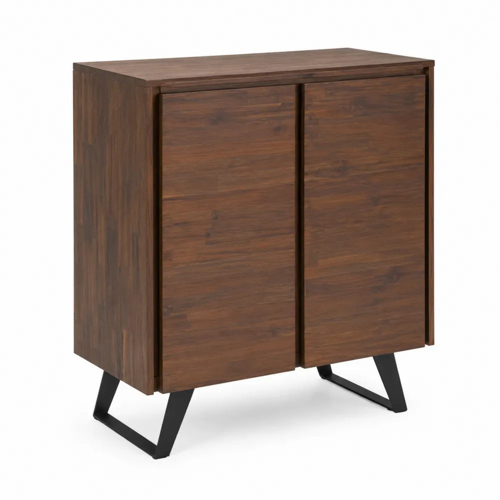Buffet en Bois avec Pieds en Métal 80x40x100 cm Marron