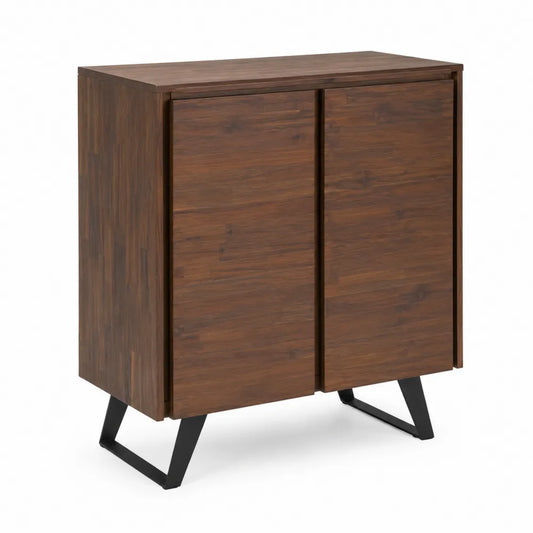 Buffet en Bois avec Pieds en Métal 80x40x100 cm Marron