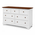 Commode en Bois avec 7 Tiroirs Blanc et Marron