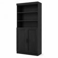 Bibliothèque en bois noir avec étagères et portes 180x80x30 cm