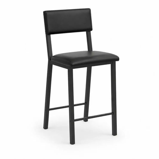 Chaise Haute en Métal et PU Noir 45x45x90 cm