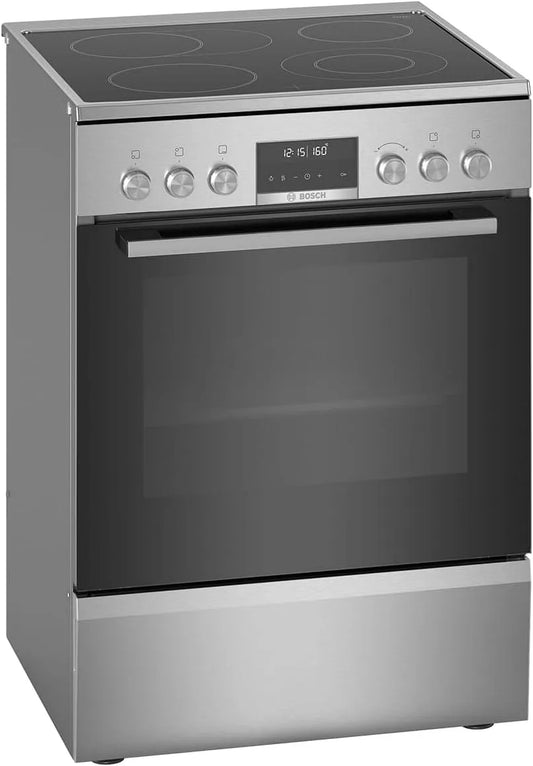 Bosch Serie 6 HKS79U250 Cuisinière avec four, acier inoxydable, noir, 2 m, Rotatif, Argent Plaque avec zone à induction A - Fours et cuisinières
