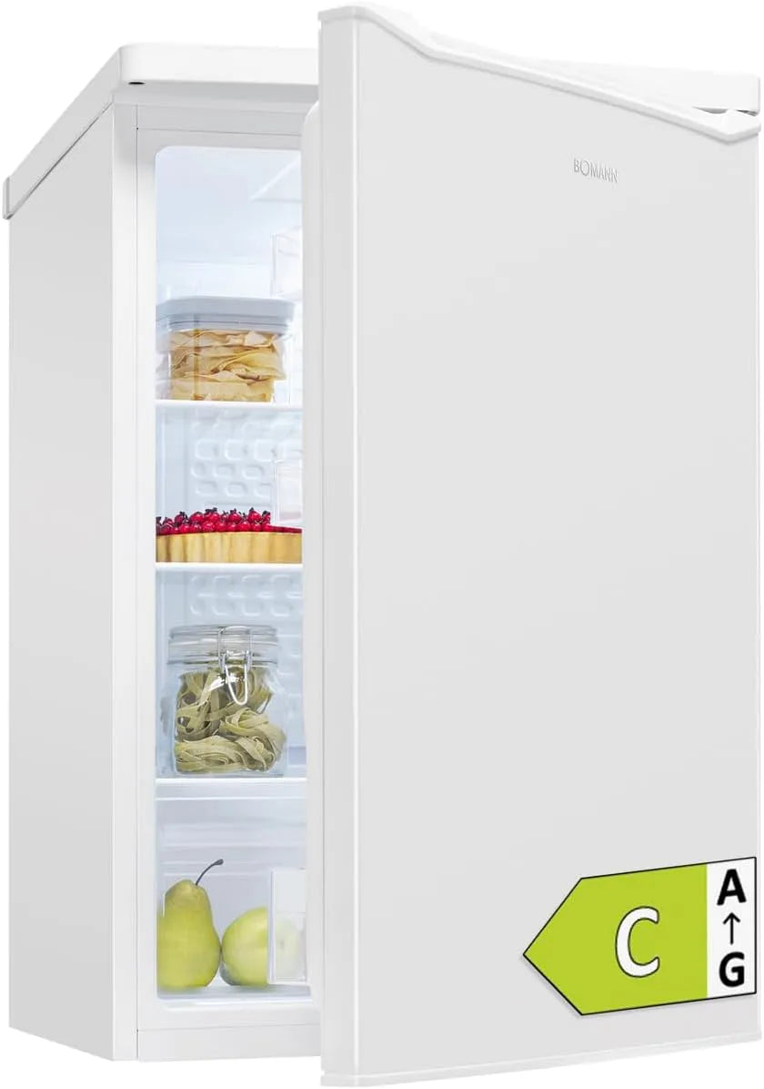Bomann Réfrigérateur, 126 L, classe énergétique C, pose libre, éclairage LED, 2 zones de température, blanc, clayettes en verre, contrôle de la