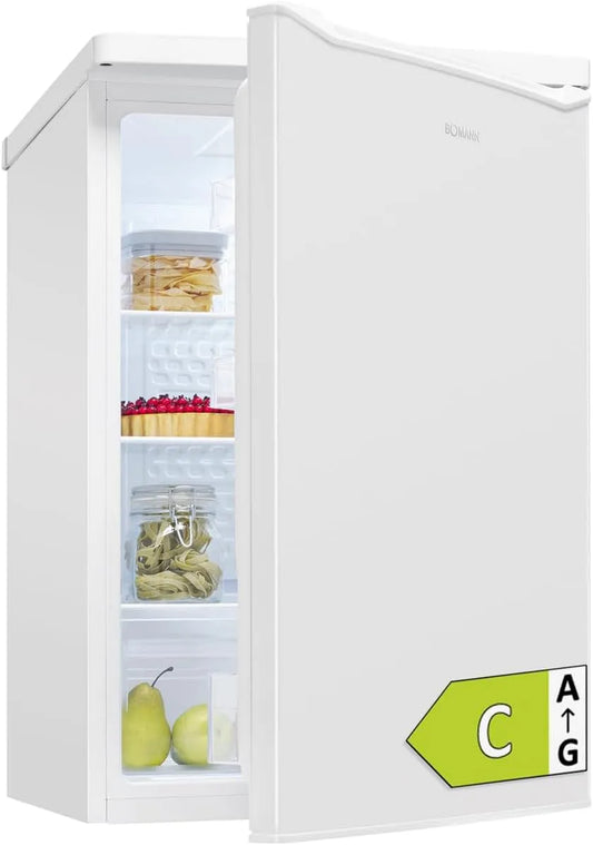 Bomann Réfrigérateur, 126 L, classe énergétique C, pose libre, éclairage LED, 2 zones de température, blanc, clayettes en verre, contrôle de la