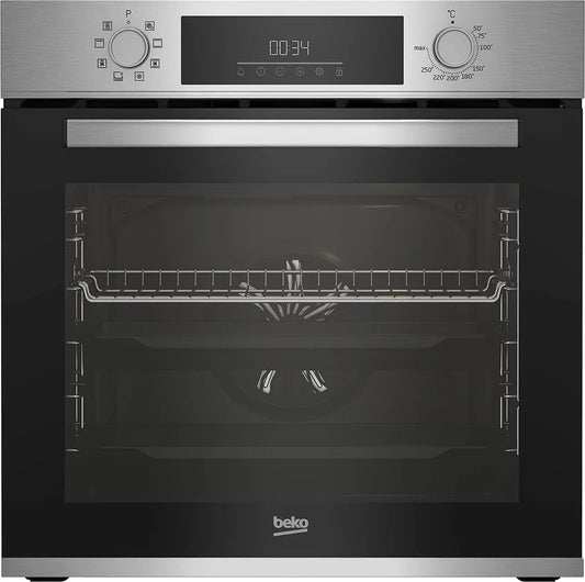 Beko BBIM12300xCE Four électrique, 56, 7 cm, 72 L, 8 programmes, classe énergétique A, encastrable, noir, Écran LED, Dimensions: H 59, 5 x l 59