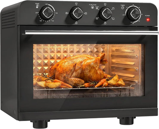 Four électrique, 36 L, 1800 W, minuteur, gril, noir, Minuterie 60 min, Four à Air Chaud, Plaque de Cuisson, Température Réglable, Lumière Interne