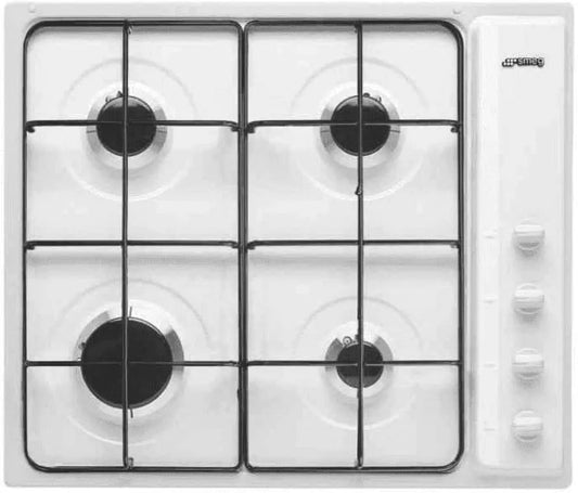 Smeg S64SB Plaque de cuisson à gaz, table de cuisson à gaz, blanc, Plaque de cuisson à gaz SELEZIONE, White