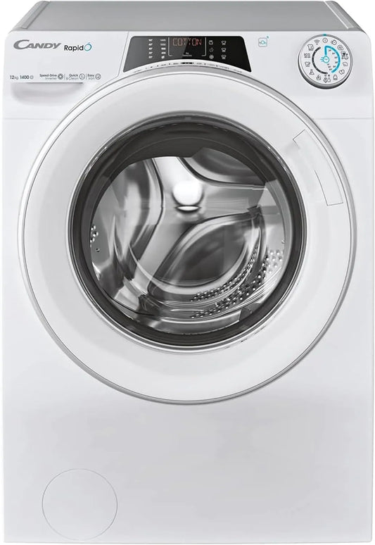 Candy 12kg, 1400 RO14126DWMST-S Lave-linge, 85 x 60 x 67 cm, 15 programmes, 12 kg, classe énergétique E, Wi-Fi, Bluetooth, blanc, Mix Power System