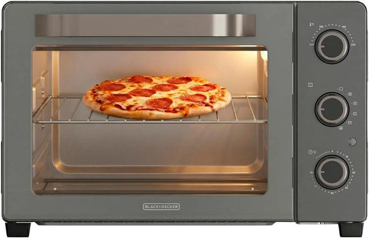 Black+Decker Four électrique, 30 L, 1500 W, minuteur, gril, verre, noir, Minuterie 90 min + Stay On, Jusqu'à 230°C, Double porte vitrée, Rôtissoire