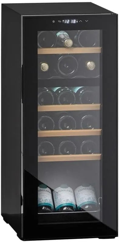 Cave à vin électrique, 18 bouteilles, 2 zones de température, éclairage LED, pose libre, noir, Northern Collection 18 Black, Cavin Cave à vin