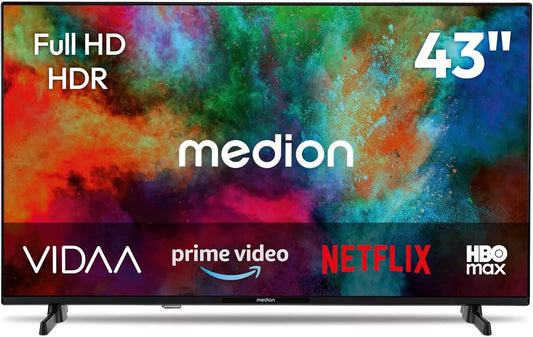 Smart TV, 43 pouces, téléviseur, HDR, Bluetooth, Full HD, enregistrement PVR, MD 843101, 108 cm, VIDAA Store, DAZN, Television, Prime Video, Disney+