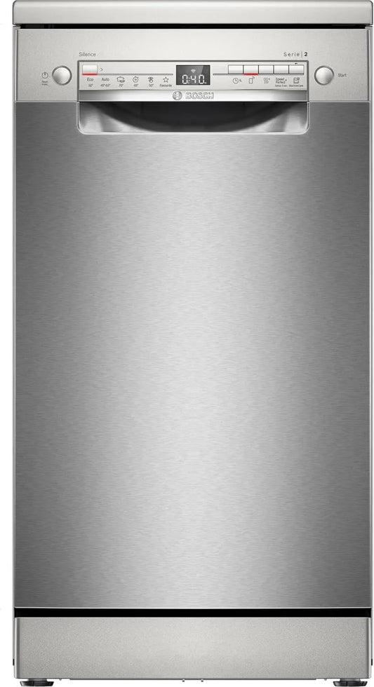 Bosch SPS2HKI55E Lave-vaisselle, 45 cm, Home Connect, format slim, Acier brossé anti-traces, Programme Express 65 °C, Série 2, pose-libre, Boîte Maxi