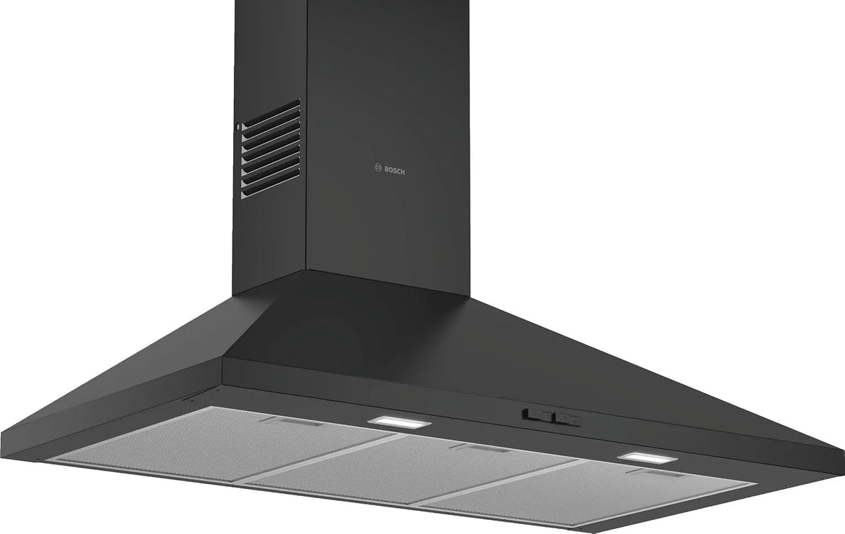 Bosch DWP94BC60 Hotte aspirante, 60 cm, hotte de cuisine, 3 vitesses, encastrable, installation murale, silencieux, noir, Silencieuse, 1 moteur