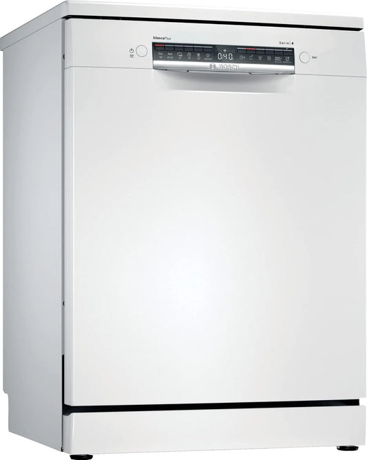 Bosch SMS4HTW47E Lave-vaisselle, 60cm, Home Connect, pose libre, silencieux, blanc, Moteur EcoSilence, 12 couverts, Série 4