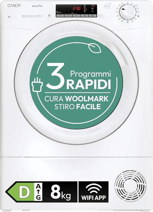 Candy EH8N2TE-S Sèche-linge, CANDY SECHE-LINGE POMPE A CHALEUR SMART PRO CRO EH8N2TE-S