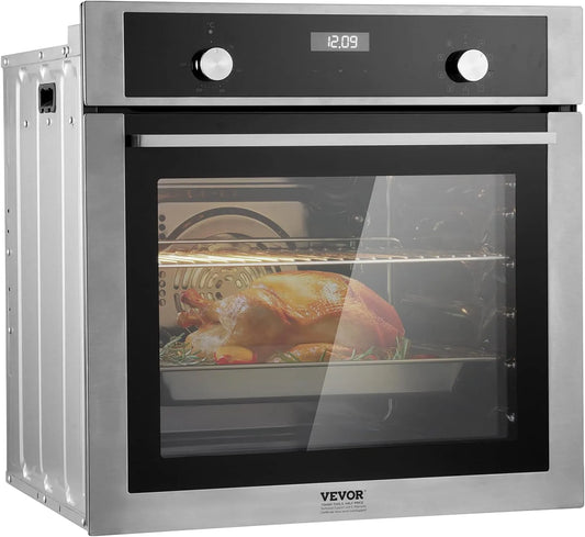 VEVOR Four électrique, 59, 5 cm, 76 L, 3550 W, 9 programmes, encastrable, installation murale, gril, avec 9 Fonctions de Cuisson, Chauffage Rapide à
