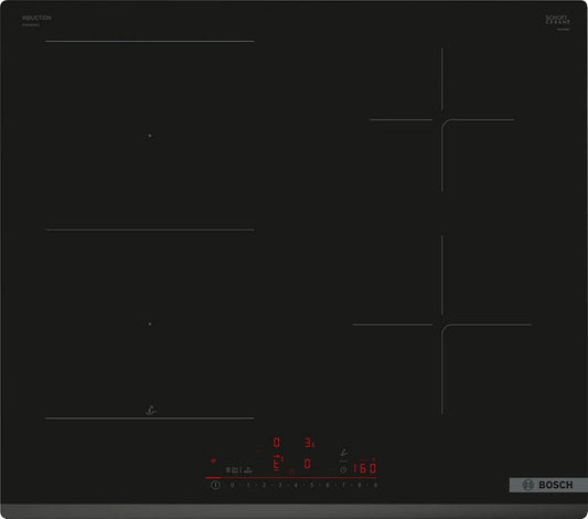Bosch PVS63KHC1E Plaque à induction, 60 cm, table de cuisson à induction, minuteur, Home Connect, noir, timer avec fonction arrêt, Série 6, 4 foyers