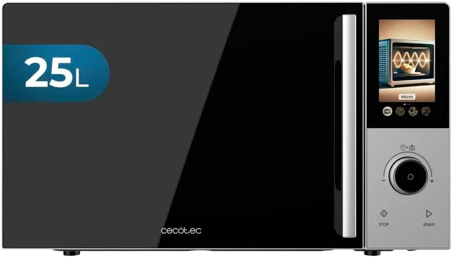 Cecotec Micro-ondes, 25 L, 1200/900, 2200 W, 8 programmes, tactile, minuteur, gril, professionnel, four micro-ondes, Plateau 315 mm, Minuterie 60 min